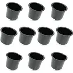 Yuanhe Aluminum Jumbo Cup Holder - 10 Pack Black Poker Table Cup Holder Insert for Casino Game Table Sofa Boats Pontoon Marine Bench Desk RV Cars & Trucks