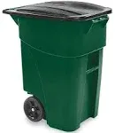 Rubbermaid 1829411 50 Gallon Green Wheeled Rectangular Trash Can with Lid