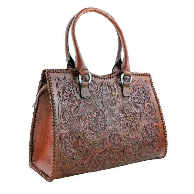 Mauzari Tooled Leather Shoulder Bag Tote for Women