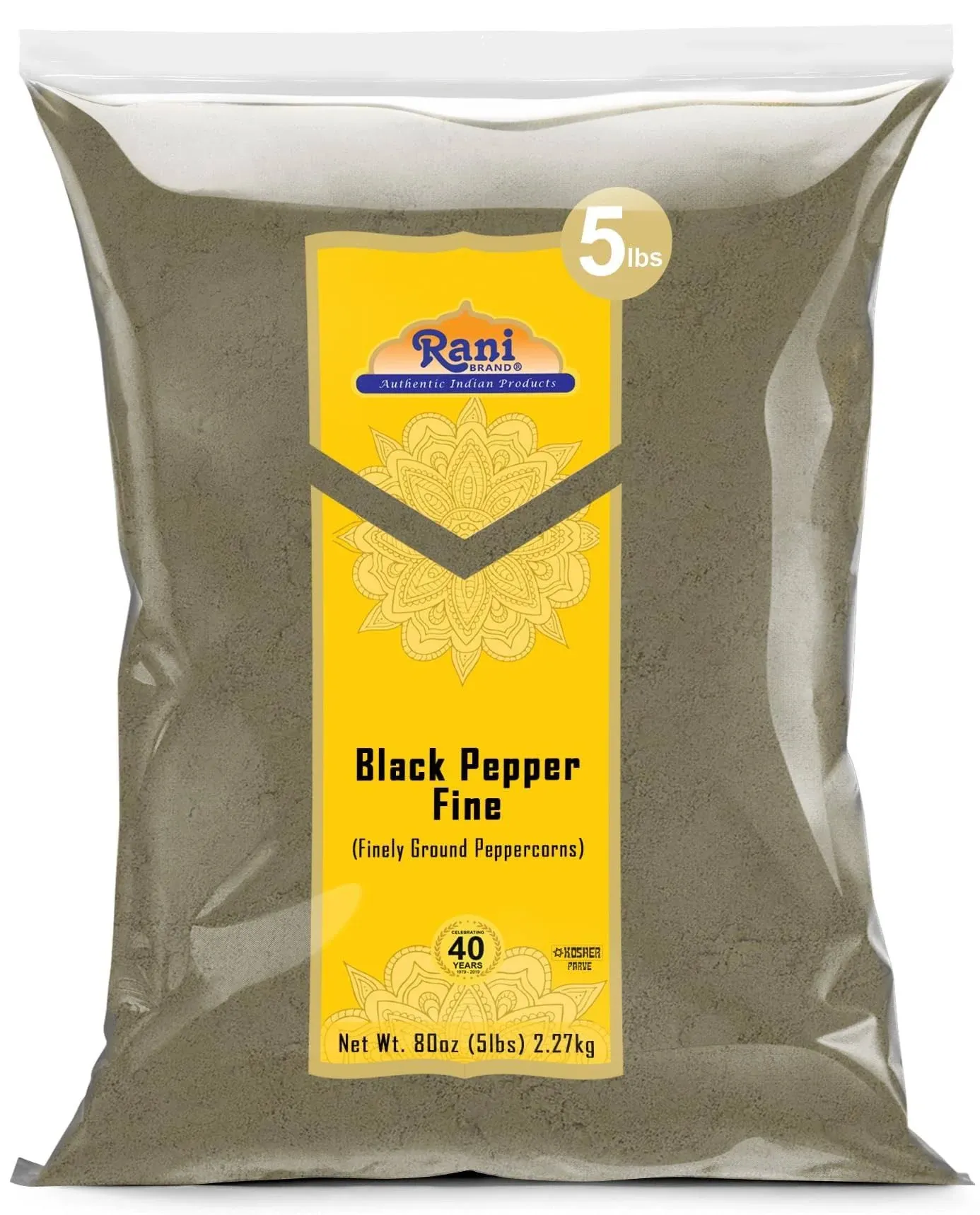 Rani Black Pepper Fine Powder 80 Mesh, 80oz (5lbs) 2.27kg Bulk ~ Gluten Friendly | Non-GMO | Kosher | All Natural