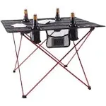 Wakeman Outdoors Camping Folding Table with 4 Cupholders & Carrying Bag