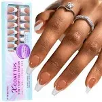 BTArtbox Btartboxnails 300pcs French Tip Gel Nail Tips Coffin Medium - Brown Soft Gel Nail Tips Unltra Fit Press on Nails 15 Sizes No Need to File 3 in 1 x