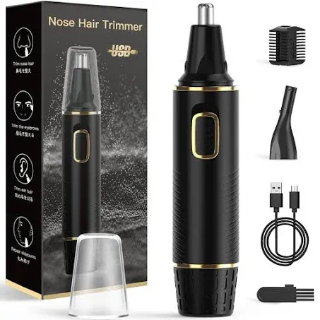 Nose Hair Trimmer for Men, 2025 Painless USB Rechargeable Nose Hair Trimmer, Ear and Nose Hair Trimmer for Men, Professional Facial Hair Trimmer with IPX7 Waterproof Dual Edge Blades