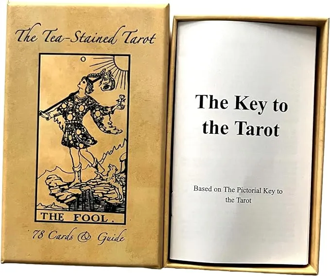 The Tea-Stained Tarot & Guide | Classic Tarot Cards | Made in USA | Linen Finish | 78 Cards | Full Size | 4.75 by 2.75