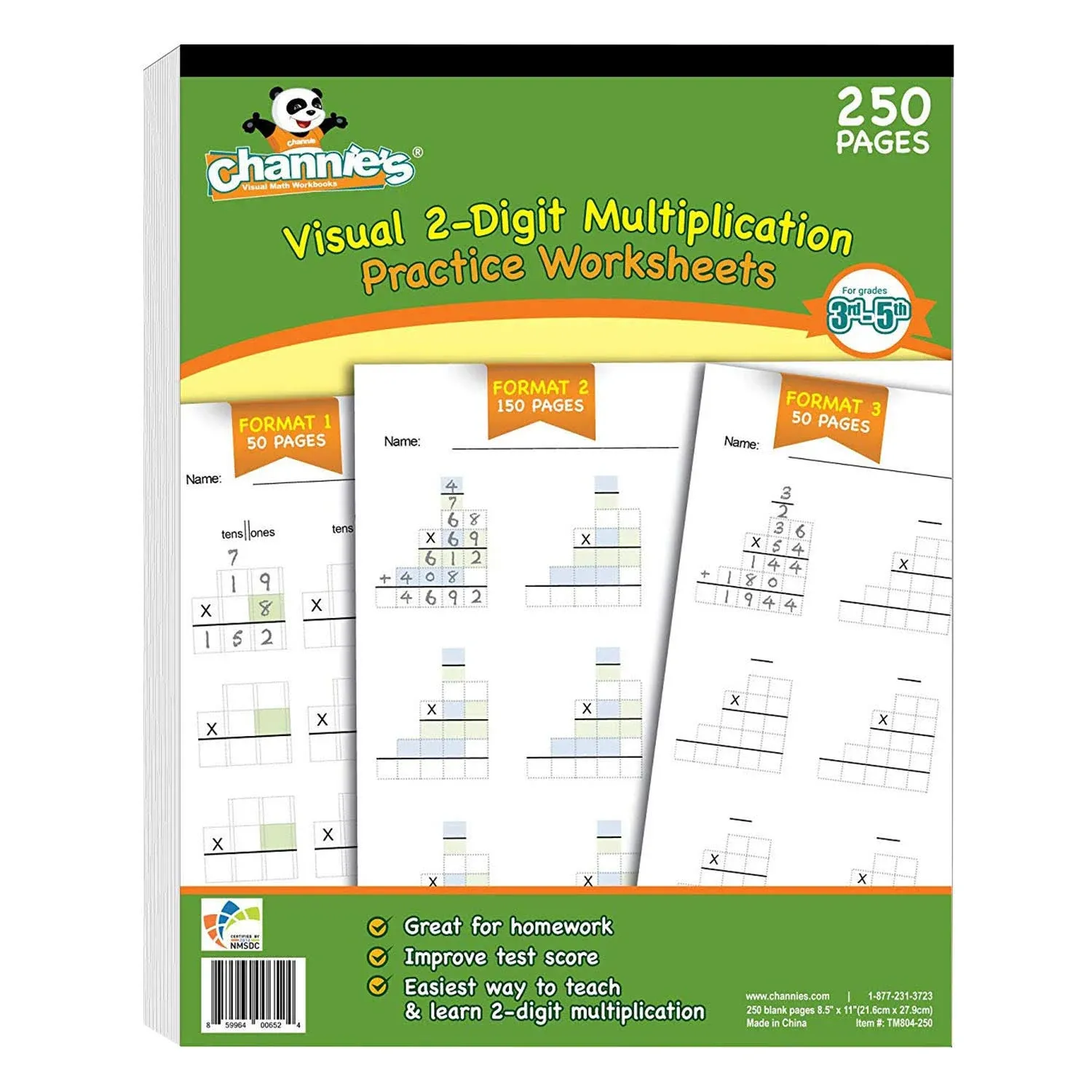 Channie’s One Page A Day Ream Blank, Double Digit Multiplication Math Practice