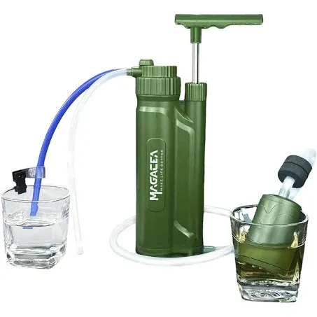 Portable Water Filter, Survival Pump Water Purification, with RO Membrane (0.0001 Micron)—Removing 99.999% of The Tested microorganisms—for Hiking, Camping, Emergency, and Outdoor Activities.