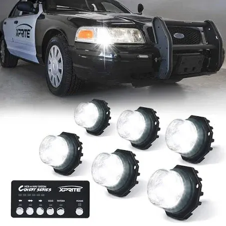 Xprite 52013-8-W Covert 8 Series White Hardwire LED Hideaway Strobe Lights