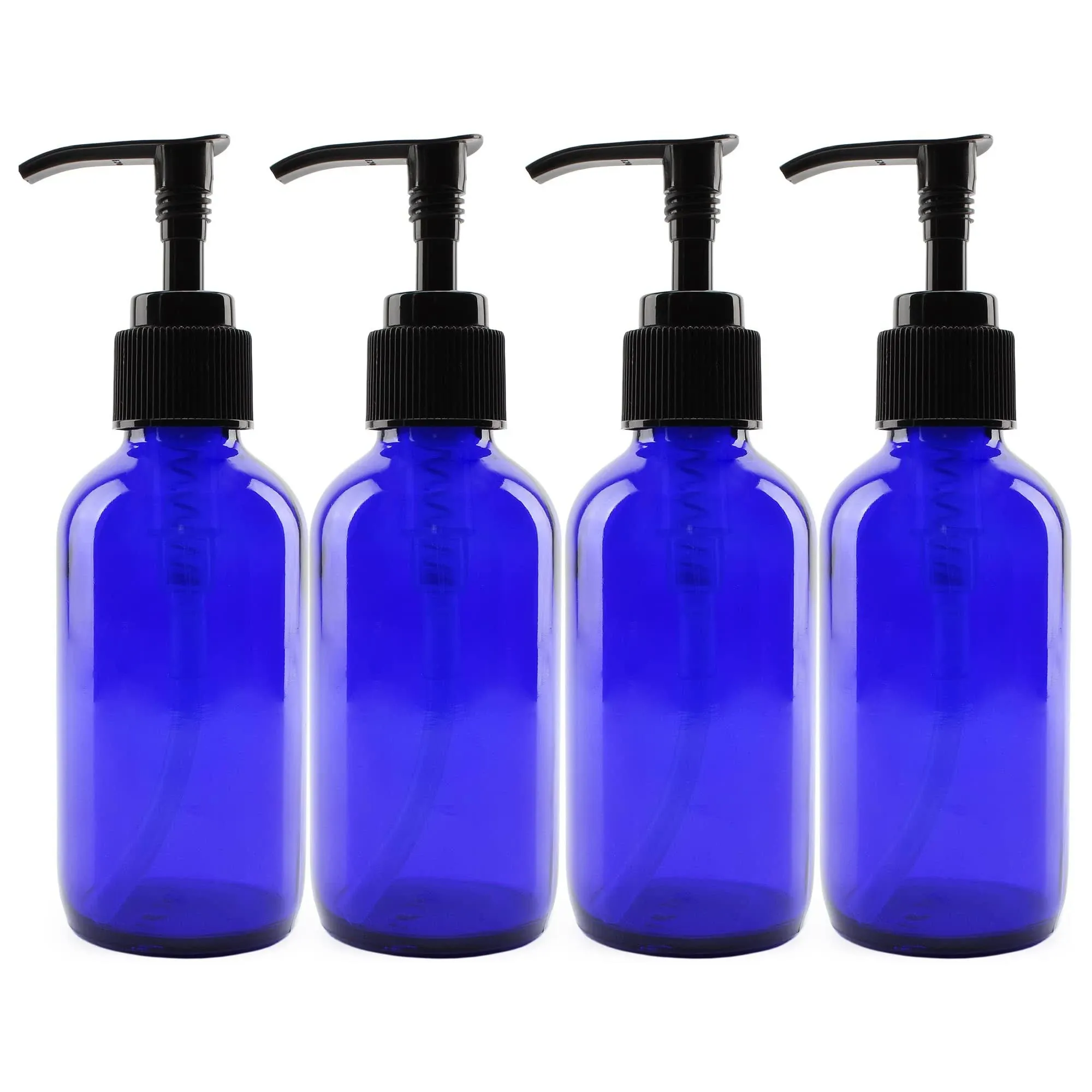 Cornucopia 4 Ounce oz Cobalt Glass Pump Bottles (4 Pack), for Lotions NEW