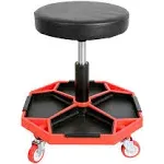 Torin ATRXF8308B Pneumatic Mechanic Stool/Rolling Shop Creeper Seat with Adjustable Height and 4 Removable Tool Trays, 300 lb Capacity, Black/Red