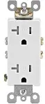 Leviton T5825-W 20 Amp Tamper-Resistant Decora Duplex Receptacle, White