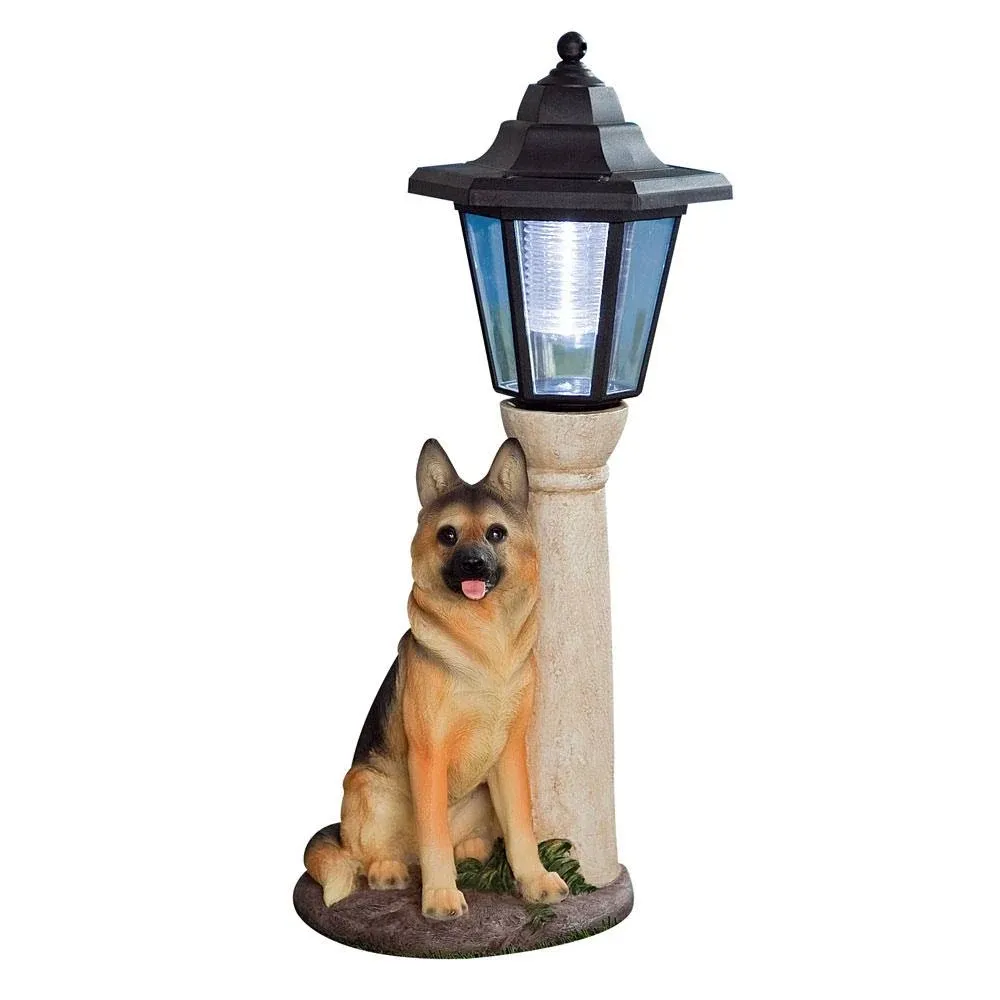 Cessolar Shepherd Lanternsolar Powered Garden Lantern Resin Dog Sculpture With L