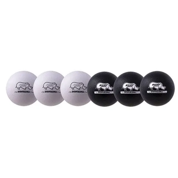 Rhino Skin DodgeBall, 7", Blk/Wht, PK6