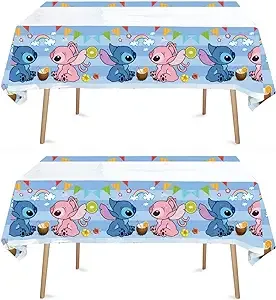 BELLOSY 2pcs Stitch Birthday Party Tablecloth Table Cover,stitch Birthday ...