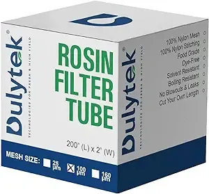 Dulytek® Rosin Press Nylon Filter Tube, 2" x 200" Roll, Various Micron Mesh Sizes Available