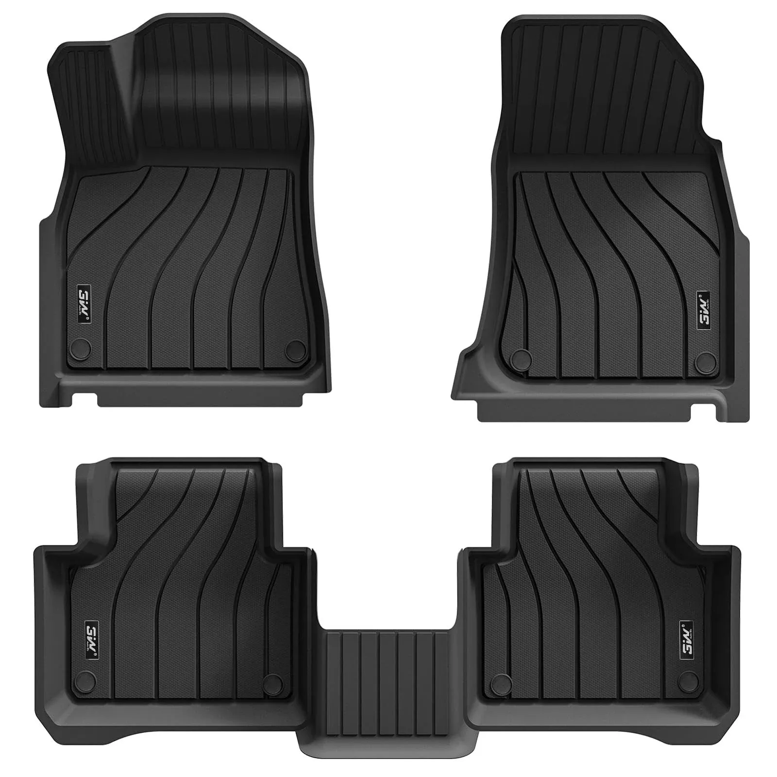 3W Floor Mats Fit Porsche Cayenne 2019-2025 (5 PCS), TPE All Weather Custom Fit Floor Liner for Porsche Cayenne 1st and 2nd Row 5 PCS Car Mats, Black