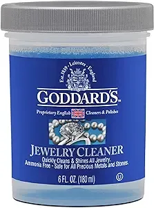 Goddard's Jewelry Cleaner, Tarnish Remover, Cleaning Solution for Silver, Gold, Diamond, Gemstone Jewelry, Ammonia Free, Includes Brush & Basket, 6 oz