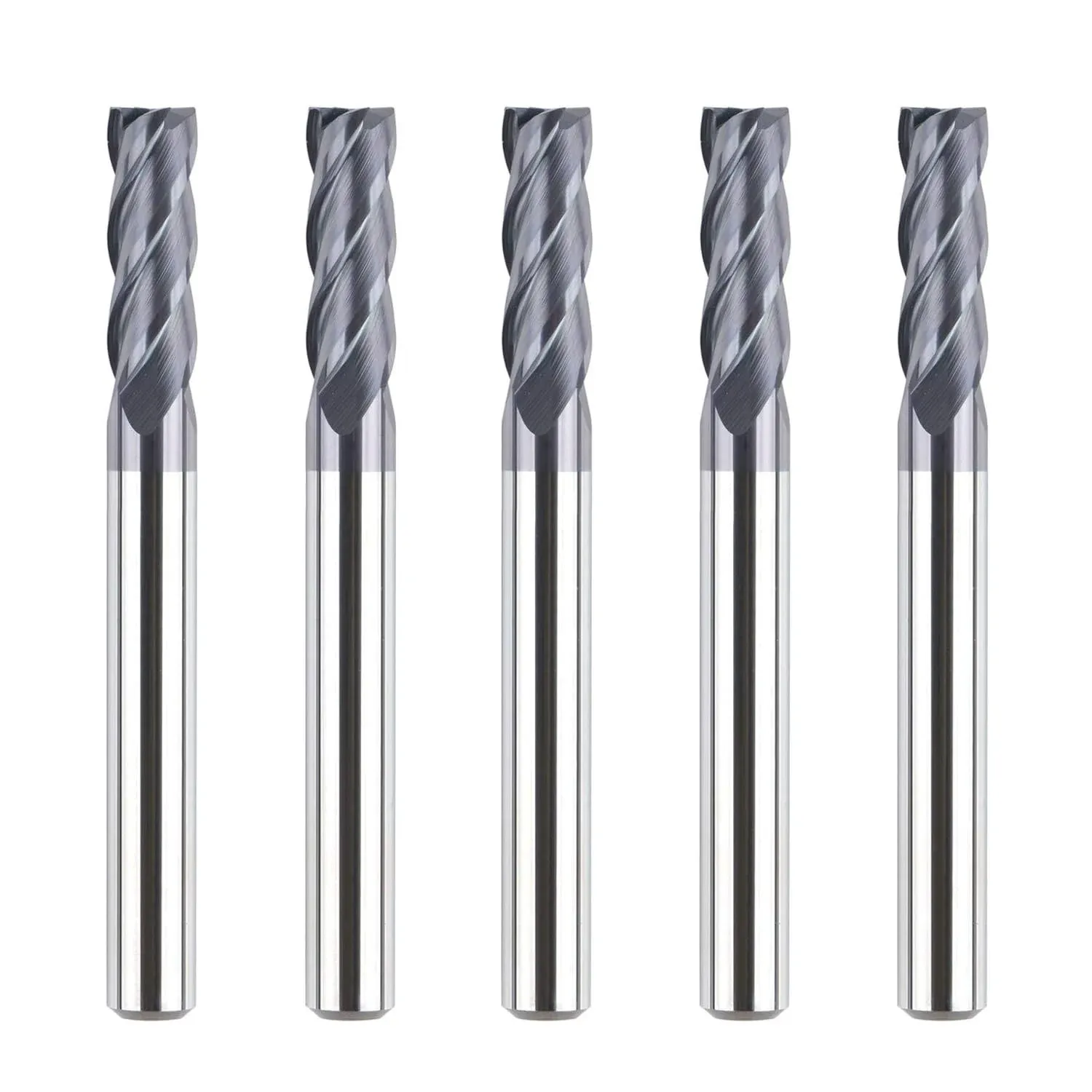 Generic SpeTool 5pcs 12401 4 Flutes Carbide CNC End Mill, Square Nose 1/4 inch Shank, 2-1/2 inch Long Overall, Titian Coated for Metal