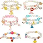 PinkSheep Princess Bracelets 10 PS for Kids Girls Pearl Bead Bracelets Teen Jewelry Set Party Favor Costume Princess Pretend Play