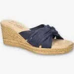 Women's Tuscany by Easy Street Ghita Wedge Sandals in Navy Crepe Size 8.5