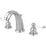 English Country GKB981PL Two-Handle 3-Hole Deck Mount Widespread Bathroom Faucet with Plastic Pop-Up, Polished Chrome