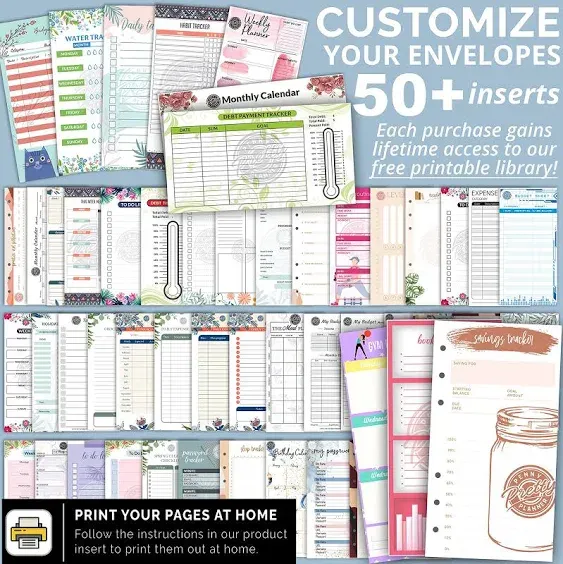 12 Laminated Wallet Cash Envelopes for Budgeting - with 12 Budget Sheets and Stickers | Tabbed Cash Envelope System | Money Envelopes for Cash, Budget Envelopes for Cash Envelope Wallet Budget Planner