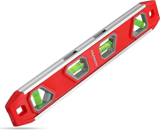 WORKPRO 10 Inch Torpedo Level, Small Leveler Tool, 3 Bubble Vials, Verti. Site, for Conduit Bending, Aluminum Alloy Construction