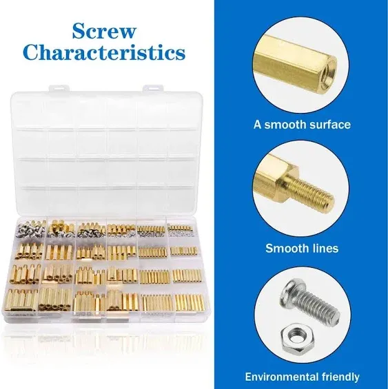 Csdtylh 420Pcs M2 M3 M4 Motherboard Standoffs&Screws&Nuts Kit Hex Male-Female Brass Spacer Standoffs