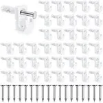 48 Pack Back Wall Clips for Drywall, Heavy Duty Shelf Clips for Wire Shelving, White Fixed Mount Drywall Wire Shelf Back Wall Clips Shelf Brackets Included Screws and Clips with Expansion Tubes