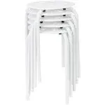 Norwood Commercial Furniture Stacking Stools for Kids and Adults, 17.75" Standard Height Portable Nesting Office and Classroom Stools, White, Pack of 5