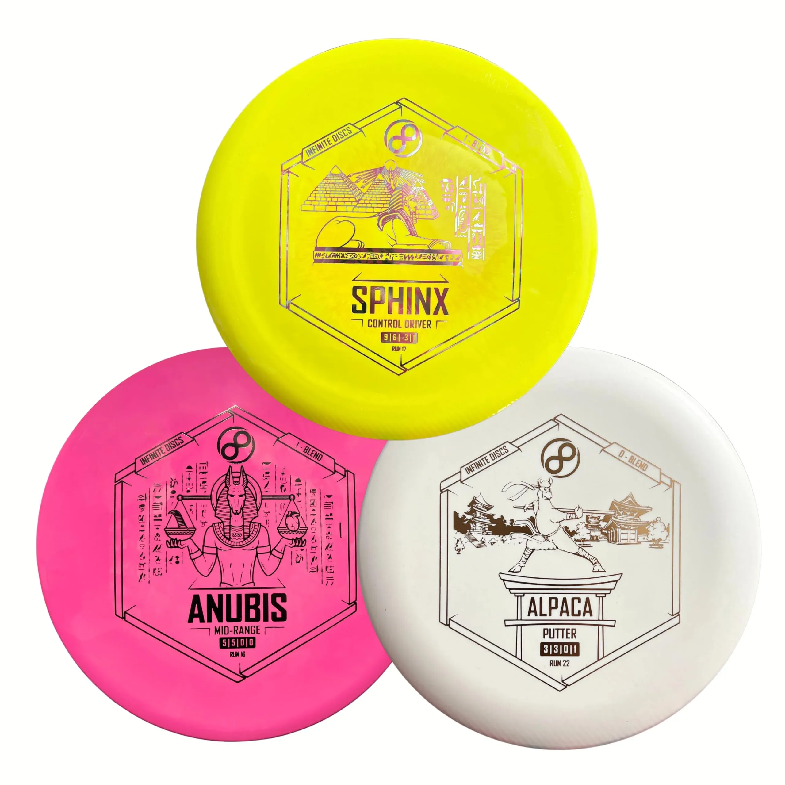 Infinite Discs Disc Golf Beginner Starter Set Alpaca, Anubis, Sphinx