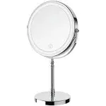 Lighted Makeup Mirror, 8&#034; Rechargeable Double Sided Magnifying Mirror Chrome