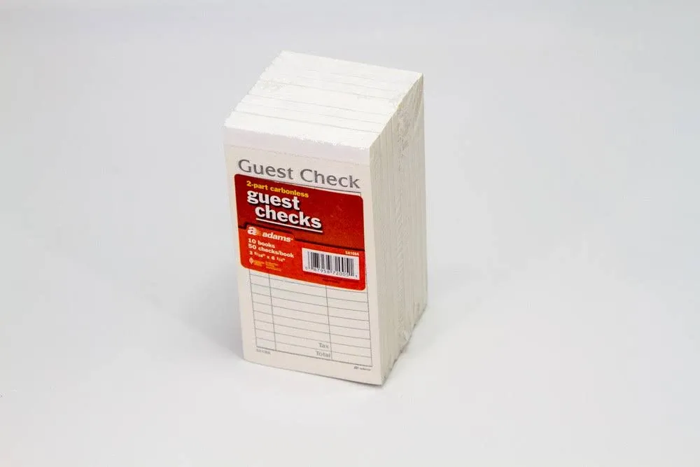 Adams 2-Part Carbonless Guest Checks 10 Books/50 Checks Per Book