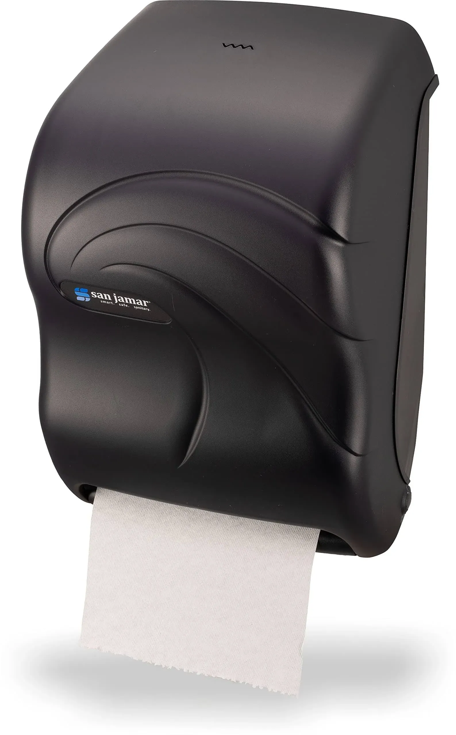 San Jamar Tear-N-Dry Oceans Paper Towel Dispenser 1.5 Inch Core Rolls with Touchless Dispensing for Bathroom, Kitchens, Restaurants, and Cafeterias, Plastic, Black Pearl