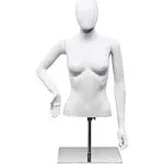 Giantex Female Mannequin Torso Adjustable Height Detachable Arms Dress Form Display w/ Metal Stand, Bright White