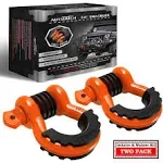 AUTMATCH D Ring Shackle 3/4" Shackles (2 Pack) 41,887Ibs Break Strength with 7/8" Screw Pin and Shackle Isolator Washers Kit for Tow Strap Winch Off