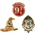 Harry Potter Enamel Pins, Set of 3 - Sorting Hat, Hogwarts Crest, Platform 9 3/4 - Metal Pin Buttons - Collectible Accessory Gift for Harry Potter