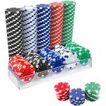 100Pcs Professional Poker Chip with Storage Box, 5 Colors Casino Poker Chips Set, 11.5 Gram Clay Composite Casino Poker Chips for Casino Card Games Texas Holdem Blackjack Gambling (with Clear Box)