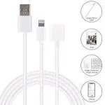 Charger Adapter for Compatible with iPad Pro Pencil Accessories Male to Female Flexible Connector 2in1 Charging Cable 150CM, White