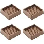 2x2 Inches Square Rubber Furniture Caster Cups Anti-Sliding Floor Grip, 4 Pack