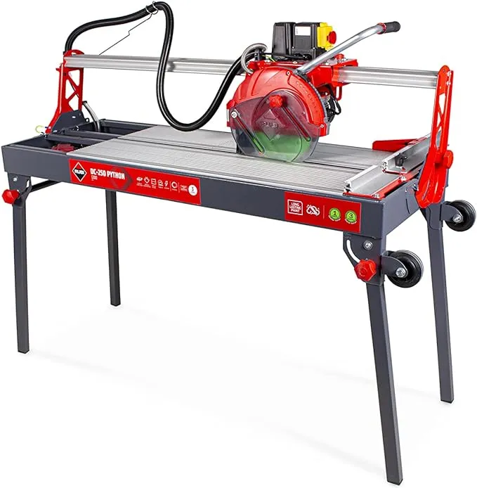 RUBI | Electric Cutter and Miter Saw DC-250 Python 1200 Cutting Lenght 48" | Table Saw For Cutting Porcelain Stoneware | Circular Tile Wet