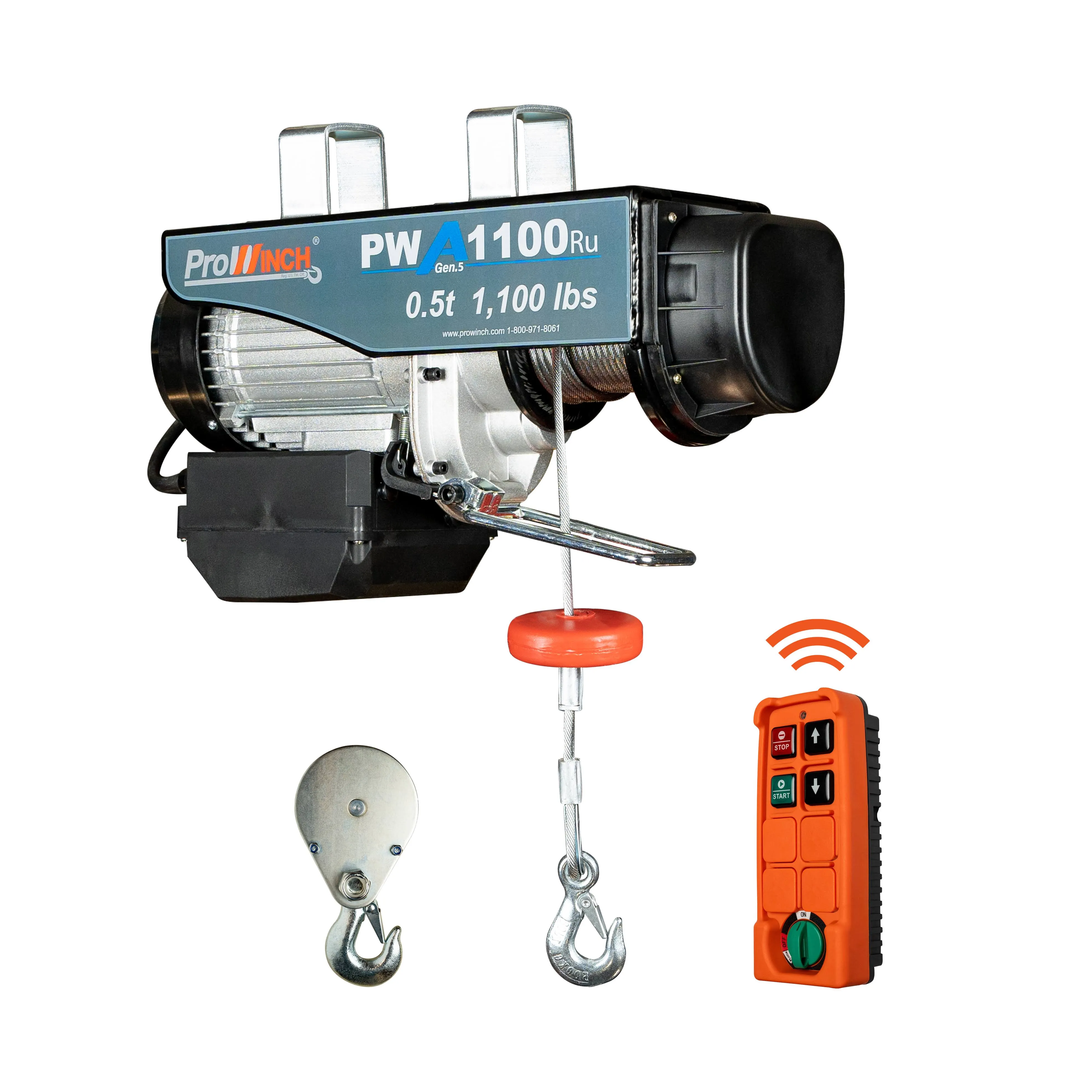 Prowinch 1/2 Ton Electric Wire Rope Hoist 1100 lbs. 38 ft. Wireless 110V