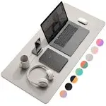 YSAGi Multifunctional Office Desk Pad, Ultra Thin Waterproof PU Leather Mouse Pad, Dual Use Desk Writing Mat for Office/Home (23.6" x 13.7", Grey)