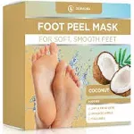 Dermora Exfoliating Foot Peel Mask for Baby Soft Feet, Dry, Cracked, Callus, Dead Skin Remover Coconut Scent, 2 Pack of Regular Size