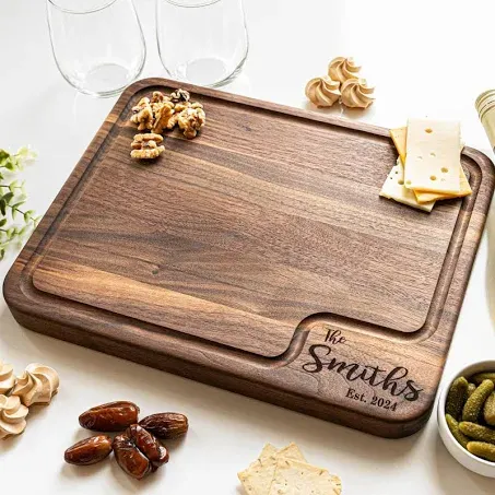 Custom Cutting Boards Wood Engraved - Personalized Cutting Board 100% USA Made - Custom Cutting Board/Thick & Solid Maple, Cherry and Walnut Hardwood - Personalized Cutting Boards Wood Engraved