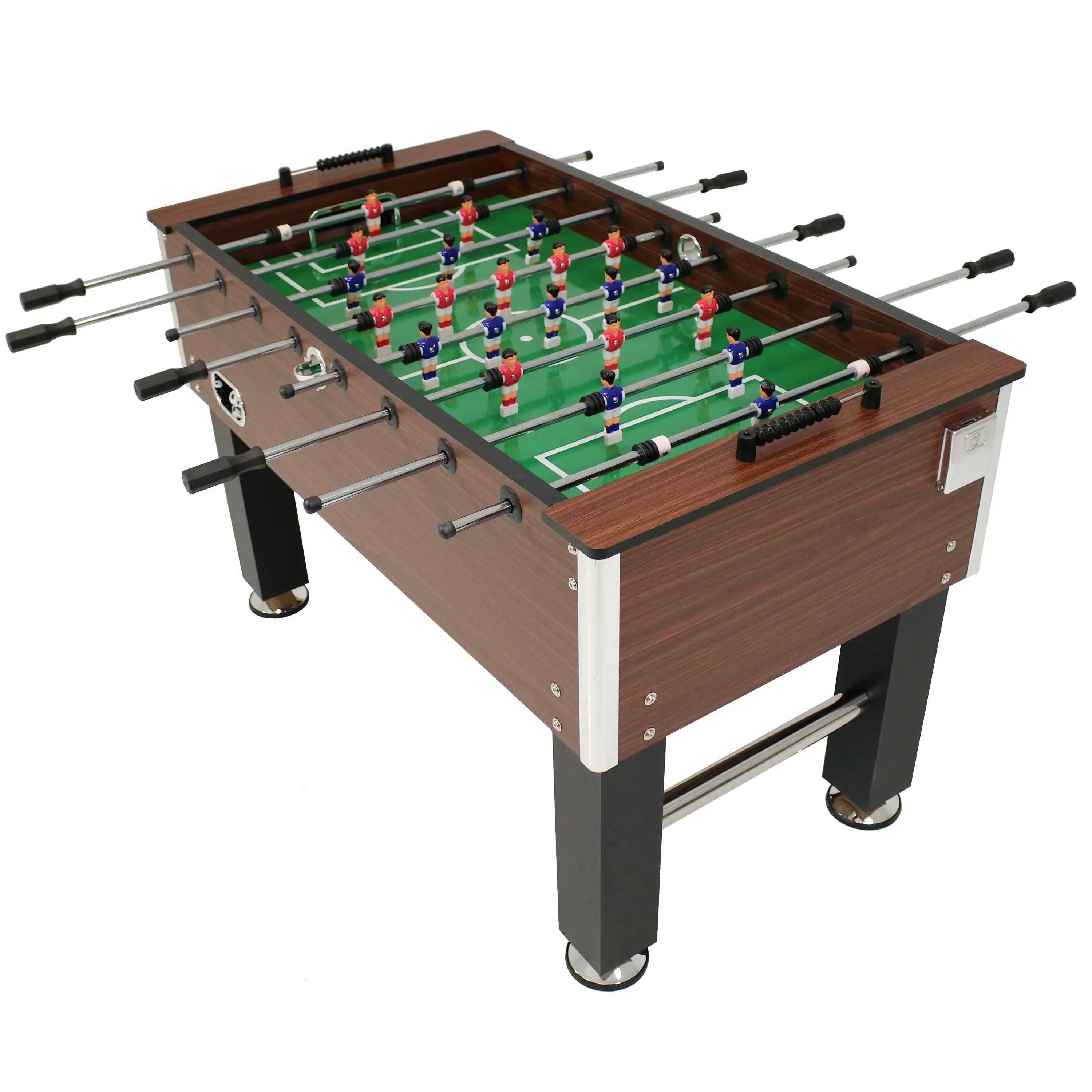 Sunnydaze Decor 55" Faux Wood Foosball Table with Folding Drink Holders