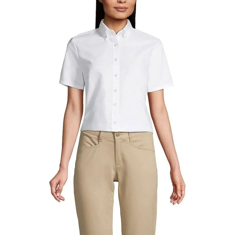 Lands' End School Uniform Women's Short Sleeve Oxford Dress Shirt