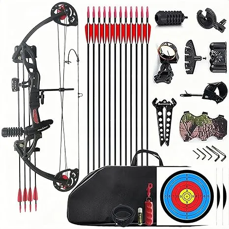 Lanneret Compound Bow and Archery Sets - Right Hand Archery Compound Bows 15-29 lbs Draw Weight Adjustable for Youth and Beginners，Hunting Bow Kit for Beginner