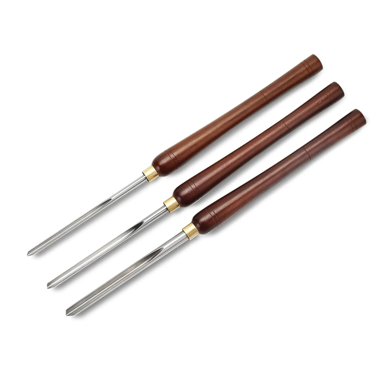 3-Pieces Bowl Gough Lathe Chisel Set,Wood Lathe Turning Tools 1/4-Inches, 3/8-Inches and 1/2-Inches Wood Turning Tools