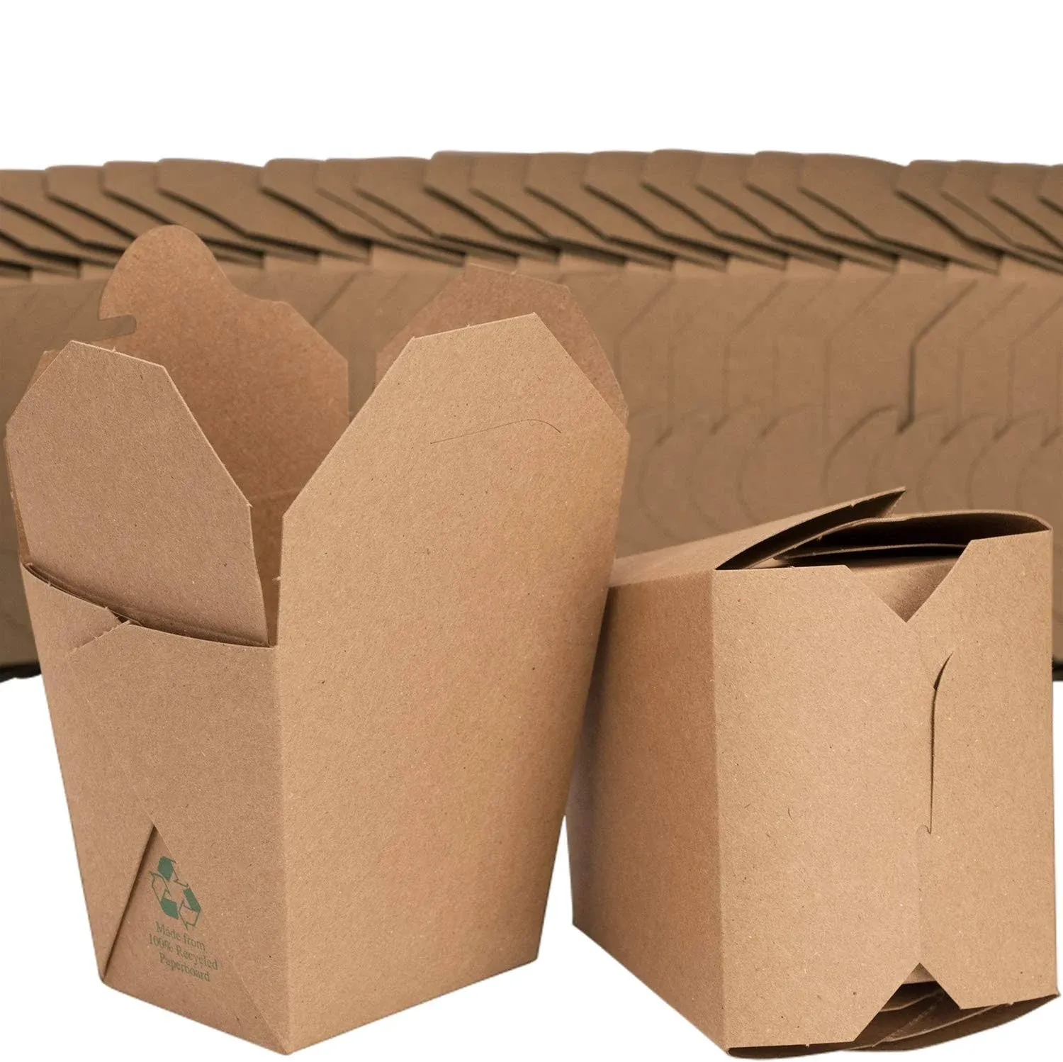 100% Recyclable 16oz Brown Chinese Take Out Boxes 50pk. Leakproof, Greaseproof T