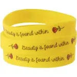 L Lifetime Rose Beauty Wristband Party Favors, 24 Pack Silicone Bands Beauty and The Beast Theme Bracelets for Girl Power Teens Tween Birthday